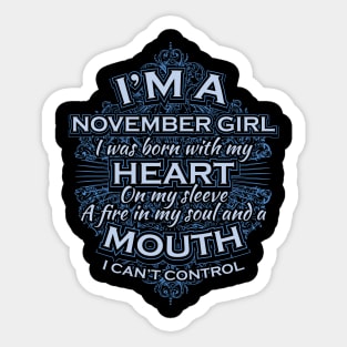 Awesome November Girl T shirt Gift Birthday Sticker